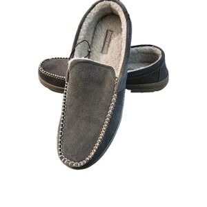 Eddie Bauer Loudon‎ Suede Slippers - 13 - Gray/Tan Memory Foam NWOT